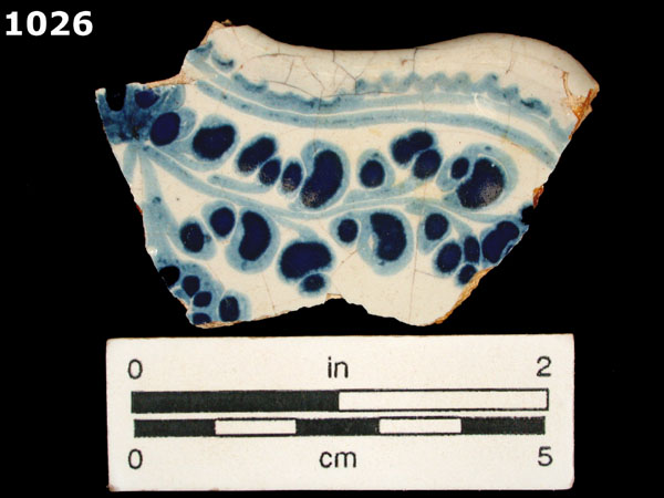 PUEBLA BLUE ON WHITE, LATE specimen 1026 front view
