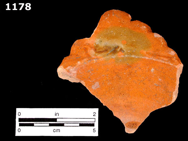 LEAD GLAZED COARSE EARTHENWARE specimen 1178 rear view