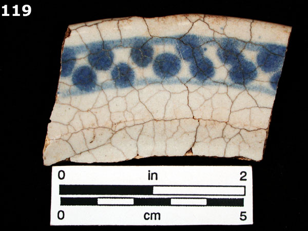 FAIENCE, NORMANDY BLUE ON WHITE specimen 119 front view