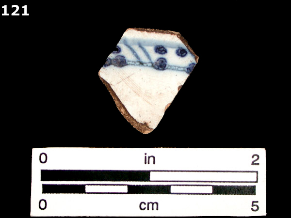 FAIENCE, NORMANDY BLUE ON WHITE specimen 121 front view