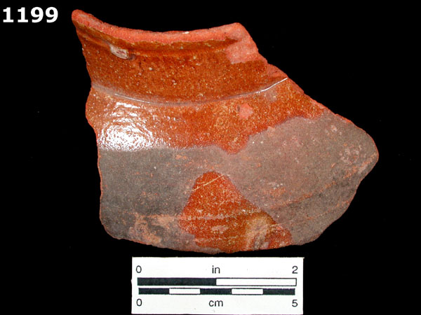 SIXTEENTH CENTURY LEAD-GLAZED REDWARE specimen 1199 front view