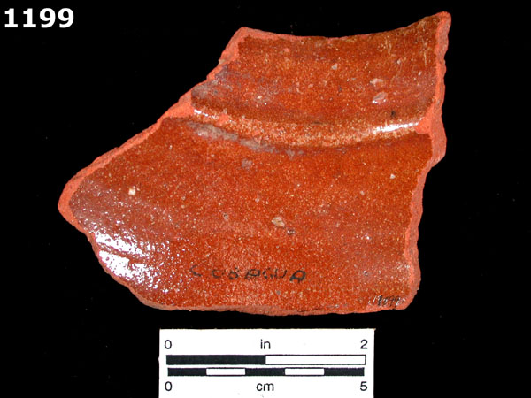 SIXTEENTH CENTURY LEAD-GLAZED REDWARE specimen 1199 rear view