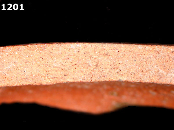 LEAD GLAZED COARSE EARTHENWARE specimen 1201 side view