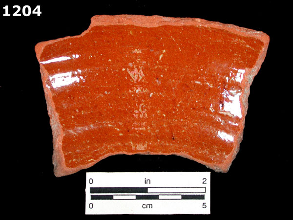 SIXTEENTH CENTURY LEAD-GLAZED REDWARE specimen 1204 front view