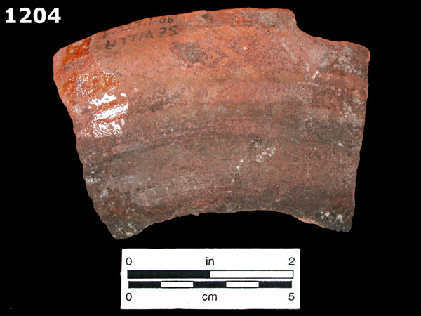 SIXTEENTH CENTURY LEAD-GLAZED REDWARE specimen 1204 rear view