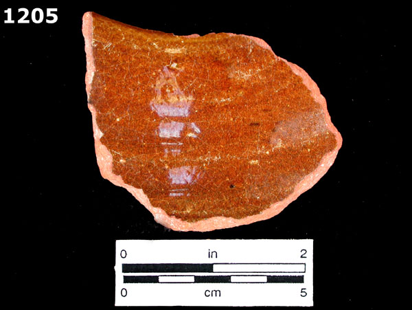 SIXTEENTH CENTURY LEAD-GLAZED REDWARE specimen 1205 front view