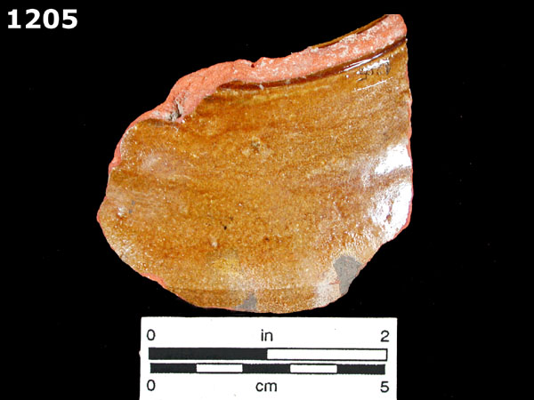 SIXTEENTH CENTURY LEAD-GLAZED REDWARE specimen 1205 rear view