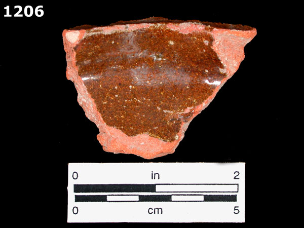 SIXTEENTH CENTURY LEAD-GLAZED REDWARE specimen 1206 front view