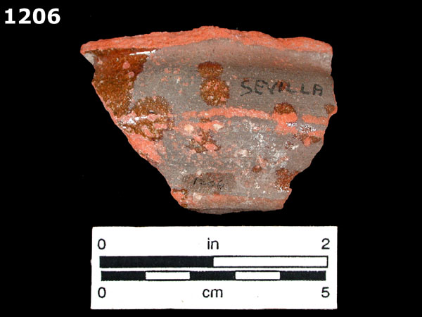 SIXTEENTH CENTURY LEAD-GLAZED REDWARE specimen 1206 rear view