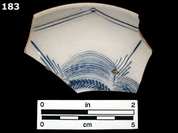 STONEWARE, WHITE SALT GLAZED, SCRATCH BLUE specimen 183 