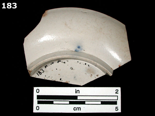 STONEWARE, WHITE SALT GLAZED, SCRATCH BLUE specimen 183 rear view