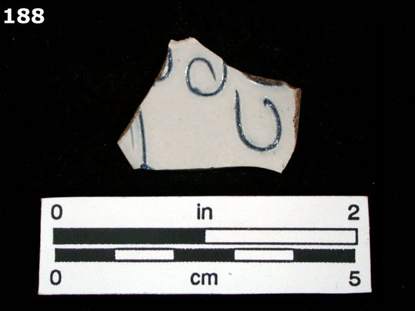 STONEWARE, WHITE SALT GLAZED, SCRATCH BLUE specimen 188 