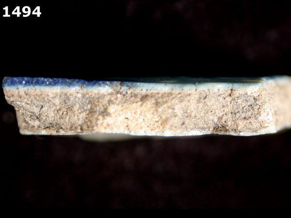 PUEBLA BLUE ON WHITE specimen 1494 side view