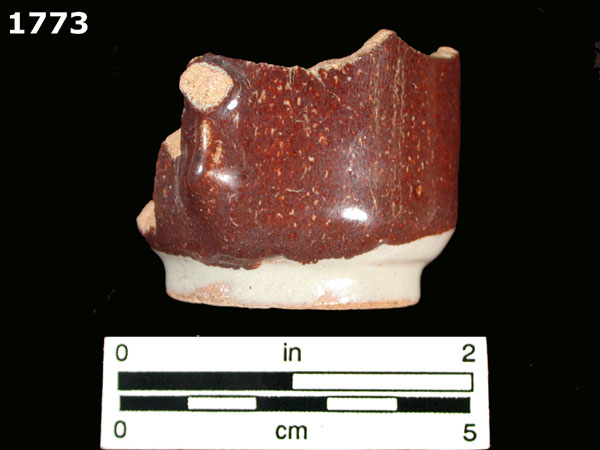UNDESCRIBED BROWN-SLIPPED WHITE MAJOLICA specimen 1773 