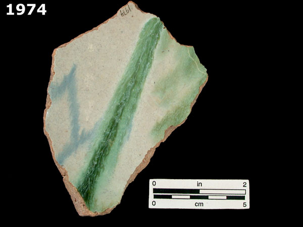 UNIDENTIFIED POLYCHROME MAJOLICA, MEXICO specimen 1974 rear view