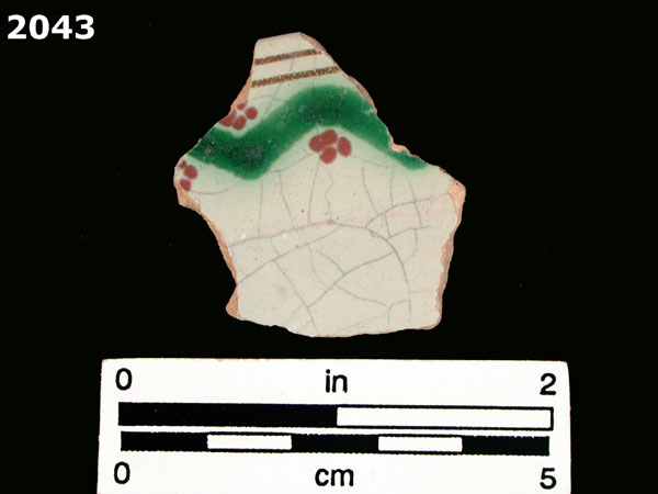UNIDENTIFIED POLYCHROME MAJOLICA, PUEBLA TRADITION specimen 2043 front view