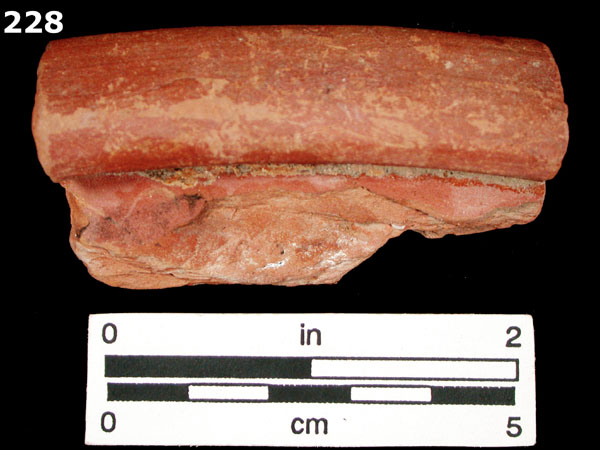 SLIPWARE, SLIP-TRAILED REDWARE specimen 228 rear view