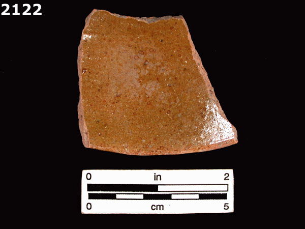 LEAD GLAZED COARSE EARTHENWARE specimen 2122 front view