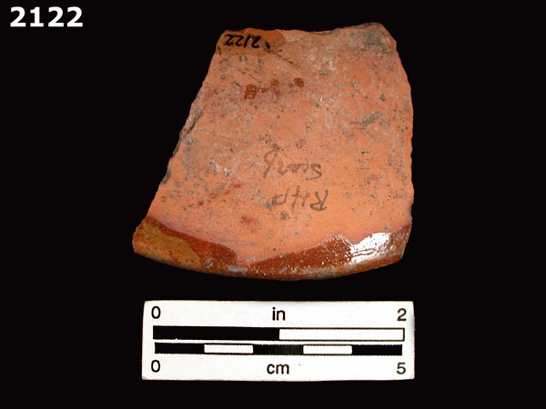 LEAD GLAZED COARSE EARTHENWARE specimen 2122 rear view