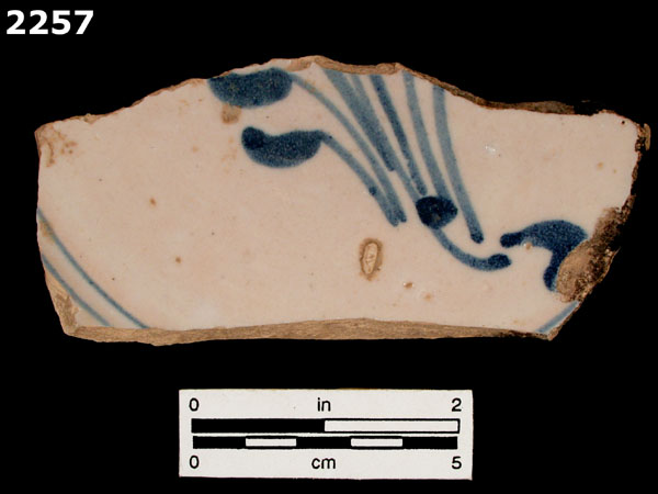 UNIDENTIFIED BLUE ON WHITE MAJOLICA, IBERIA specimen 2257 