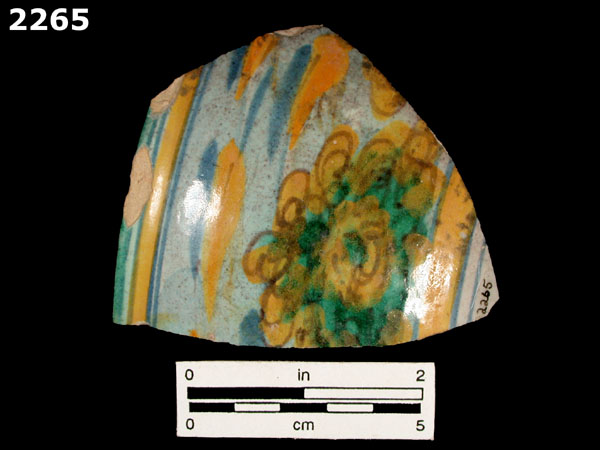 UNIDENTIFIED POLYCHROME MAJOLICA, IBERIAN specimen 2265 rear view
