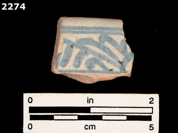 UNIDENTIFIED BLUE ON WHITE MAJOLICA, IBERIA specimen 2274 front view