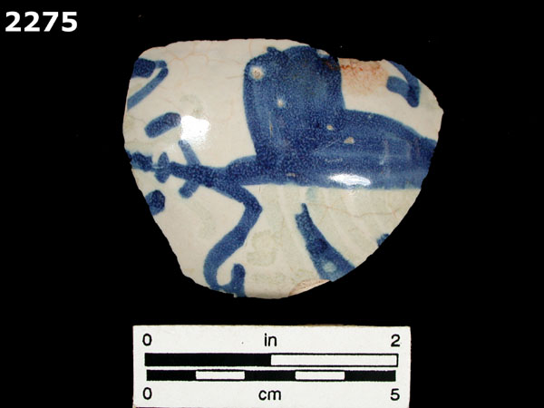 UNIDENTIFIED BLUE ON WHITE MAJOLICA, IBERIA specimen 2275 front view