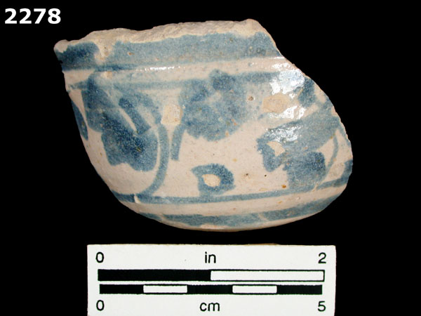 UNIDENTIFIED BLUE ON WHITE MAJOLICA, IBERIA specimen 2278 front view