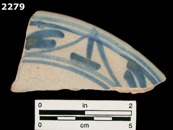 UNIDENTIFIED BLUE ON WHITE MAJOLICA, IBERIA specimen 2279 