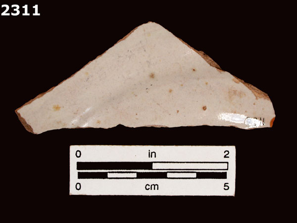UNIDENTIFIED WHITE MAJOLICA, SPAIN specimen 2311 rear view