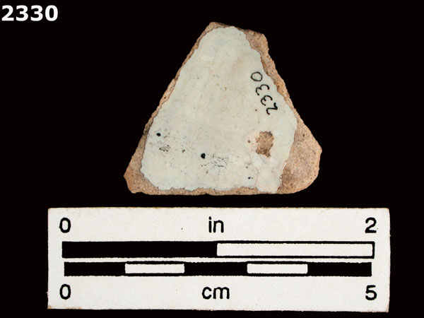 UNIDENTIFIED WHITE MAJOLICA, SPAIN specimen 2330 rear view