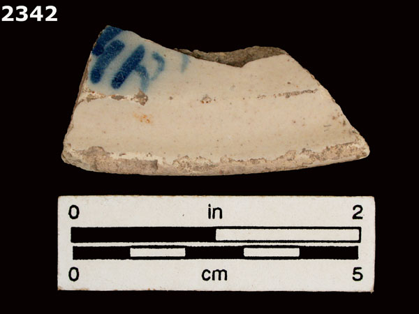 UNIDENTIFIED BLUE ON WHITE MAJOLICA, IBERIA specimen 2342 front view