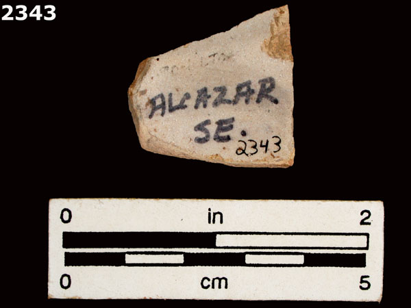 UNIDENTIFIED WHITE MAJOLICA, SPAIN specimen 2343 rear view
