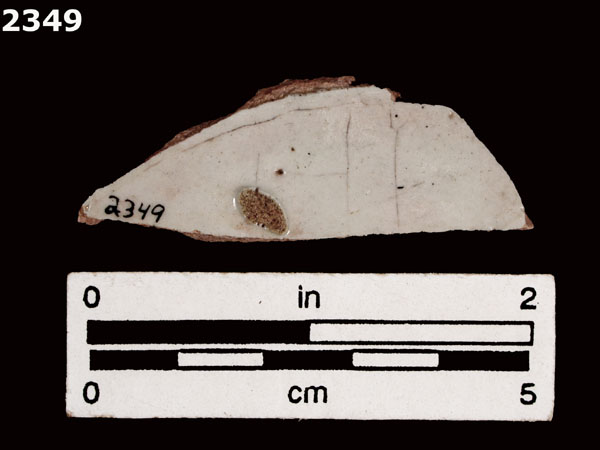 UNIDENTIFIED WHITE MAJOLICA, PUEBLA TRADITION specimen 2349 rear view