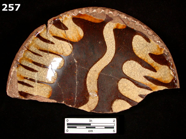 SLIPWARE, STAFFORDSHIRE-TYPE, ENGLISH specimen 257 front view