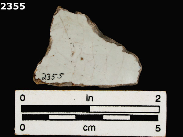 UNIDENTIFIED WHITE MAJOLICA, PUEBLA TRADITION specimen 2355 rear view