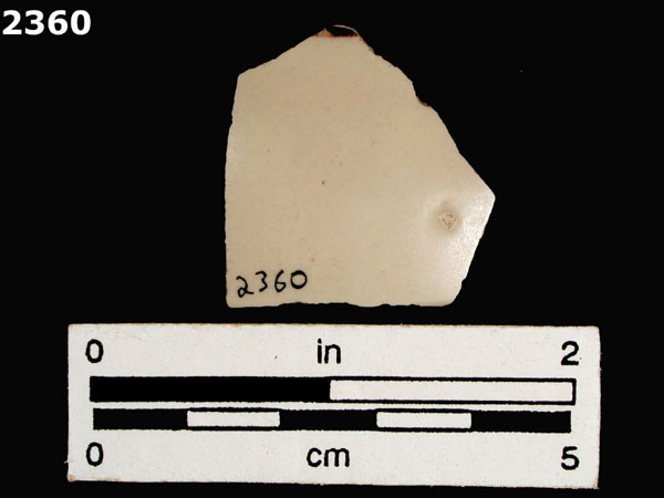 UNIDENTIFIED WHITE MAJOLICA, PUEBLA TRADITION specimen 2360 rear view
