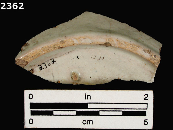 UNIDENTIFIED WHITE MAJOLICA, PUEBLA TRADITION specimen 2362 rear view