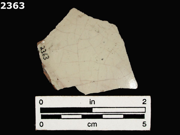 UNIDENTIFIED WHITE MAJOLICA, PUEBLA TRADITION specimen 2363 rear view
