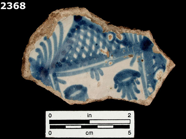 UNIDENTIFIED BLUE ON WHITE MAJOLICA, IBERIA specimen 2368 front view