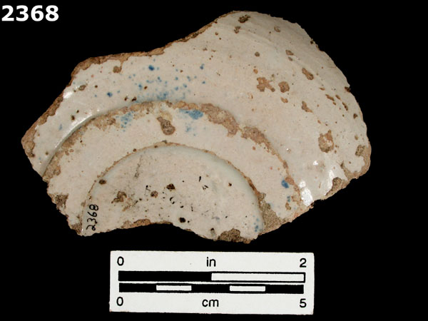 UNIDENTIFIED BLUE ON WHITE MAJOLICA, IBERIA specimen 2368 rear view