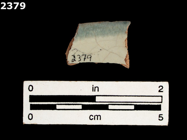 UNIDENTIFIED BLUE ON WHITE MAJOLICA, PUEBLA TRADITION specimen 2379 rear view