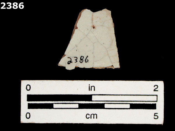 UNIDENTIFIED BLUE ON WHITE MAJOLICA, PUEBLA TRADITION specimen 2386 rear view