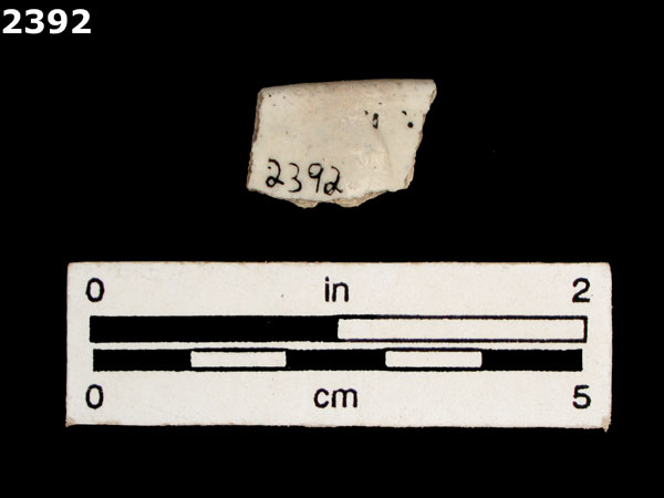 UNIDENTIFIED BLUE ON WHITE MAJOLICA, PUEBLA TRADITION specimen 2392 rear view
