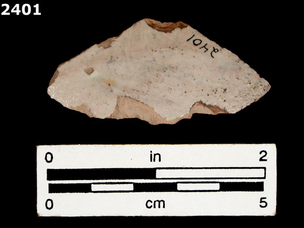 UNIDENTIFIED WHITE MAJOLICA, SPAIN specimen 2401 rear view