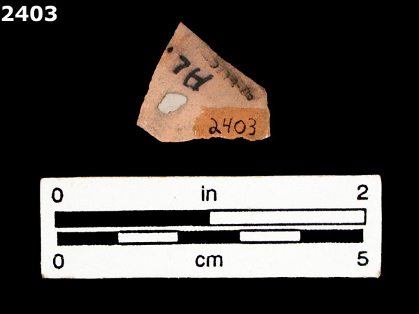 UNIDENTIFIED WHITE MAJOLICA, SPAIN specimen 2403 rear view