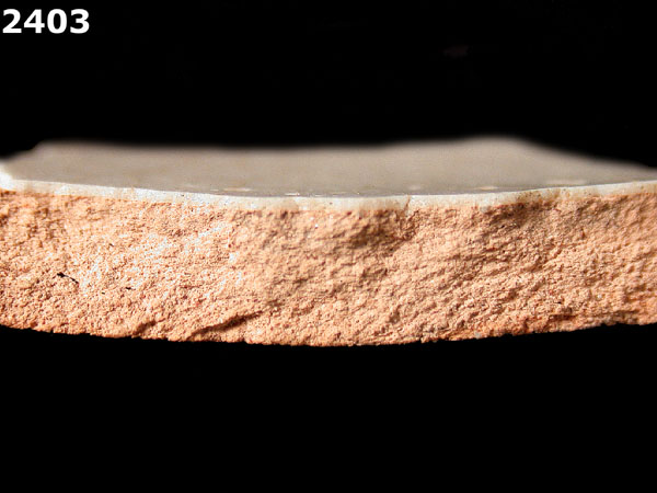UNIDENTIFIED WHITE MAJOLICA, SPAIN specimen 2403 side view