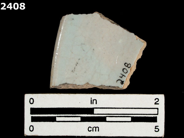 UNIDENTIFIED BLUE ON WHITE MAJOLICA, IBERIA specimen 2408 rear view