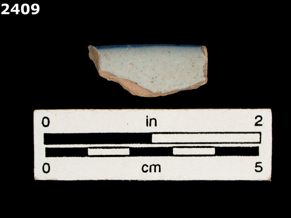 UNIDENTIFIED BLUE ON WHITE MAJOLICA, IBERIA specimen 2409 front view