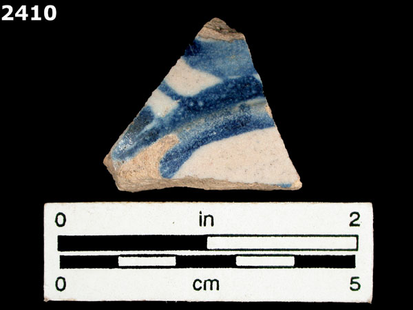 UNIDENTIFIED BLUE ON WHITE MAJOLICA, IBERIA specimen 2410 front view